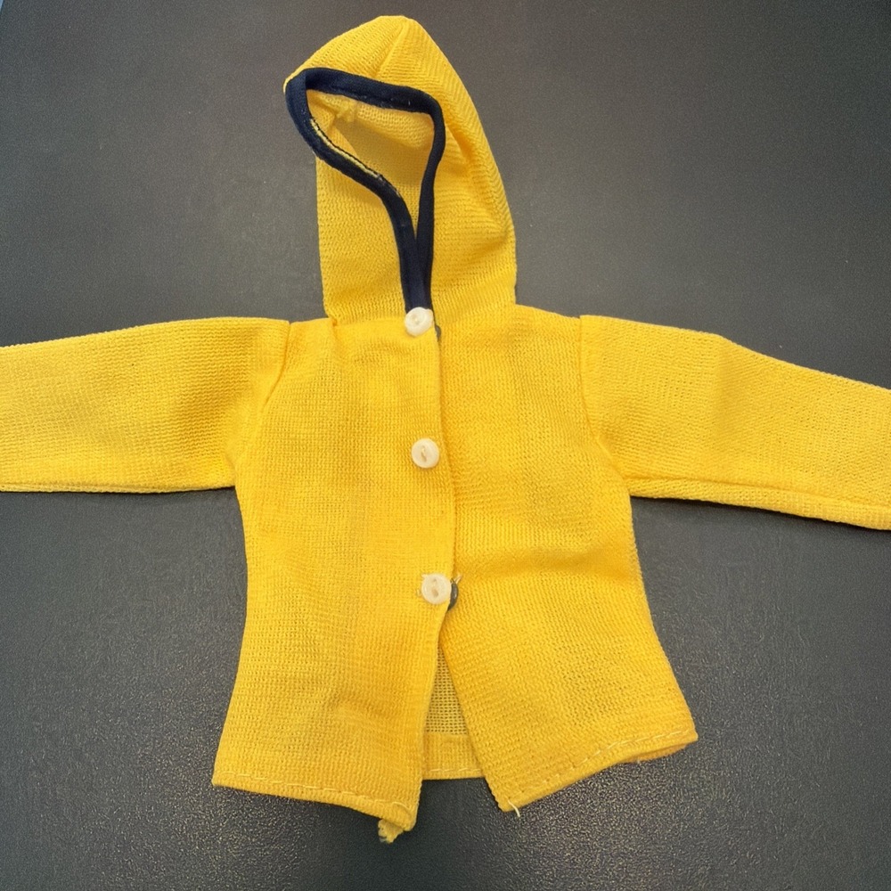 Vintage Skipper Doll Yellow Hooded Raincoat Coat Hong Kong Tagged Mattel